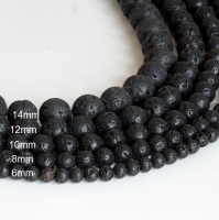 Ronde zwarte Lava kralen van 10 mm