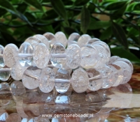 Bergkristal kralen helder en gecrackeleerd rondel vorm ca 13 x 8 mm
