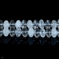 Bergkristal kralen helder en gecrackeleerd rondel vorm ca 13 x 8 mm