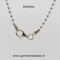 Bolletjes collier zilver 925 70 cm en 2 mm breed