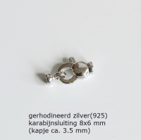Karabijnsluiting gerodineerd. zilver van 8 x 6 mm