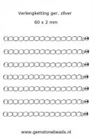 Verlengketting 60 x 2 mm ger. zilver 925 per stuk