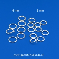 Zilveren 925 open splitring van 5 mm per stuk