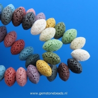 Gekleurde Lava kralen rondellen 12 x 8 mm