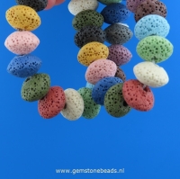 Gekleurde Lava kralen rondellen 12 x 8 mm