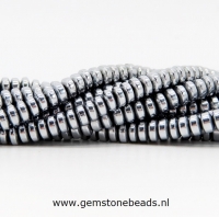 Hematiet kralen zilverkleurig glans rondellen 2 x 4 mm
