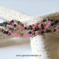 Multi colour Toermalijn kralen facet 2 mm