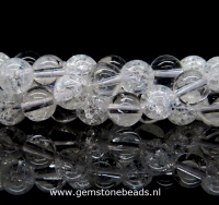 Bergkristal kralen helder en gecrackeleerd rond 8 mm