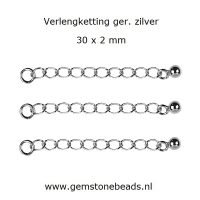 Verlengketting 30 x 2 mm ger. 925zilver