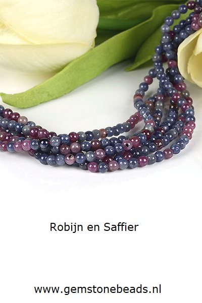 Ronde kralen van Robijn en Saffier 4 mm