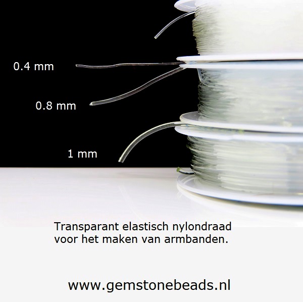 nylon draad op een rol van 0.4 mm t/m 1 mm - Gemstonebeads