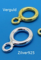 Dubbele gesloten ring van verguld zilver 925 van 8 mm