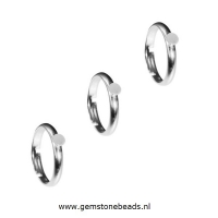 Verstelbare ring halfrond zilver925 voor cabochons (4 mm)