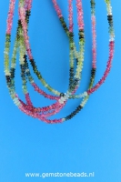 Multi colour Toermalijn kralen ca. 2 x 3 mm (45 cm)