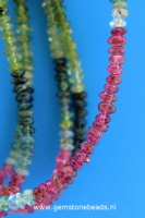 Multi colour Toermalijn kralen ca. 2 x 3 mm (45 cm)