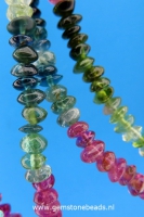 Multi colour Toermalijn kralen ca.2x3 mm (45 cm)