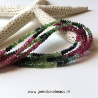 Multi colour Toermalijn kralen ca.2x3 mm (45 cm)