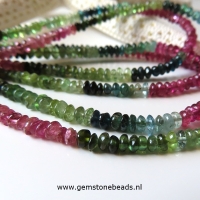 Multi colour Toermalijn kralen ca.2x3 mm (45 cm)