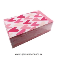 Doos cadeauzakjes roze hartjes 250 st.