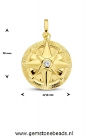 Ronde ster hanger verguld zilver925