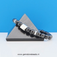 Shungite armband van 6 mm met cilinder 925