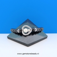 Shungite armband met hart 925 gediamanteerd