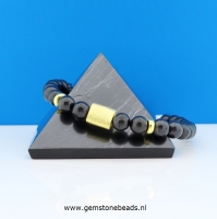 Shungite armband met cilinder 925 verguld 6 mm
