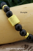 Shungite armband met cilinder 925 verguld