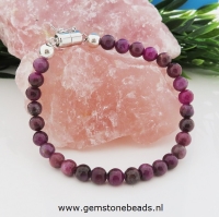 Robijn kralenarmband met sluiting 925