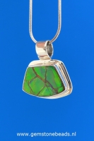 Groene Ammoliet hanger in zilver925