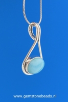 Larimar hanger ovaal in zilver 40 mm