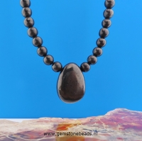 Ketting van Shungite 8 mm met Shungite hanger