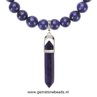 Lapis Lazuli punthanger clip ger. zilver 5.4 cm