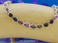 Multi Colour Toermalijn armband 925 zilver 18 cm