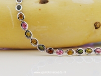 Multi Colour Toermalijn armband 925 zilver 18 cm