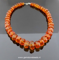 Barnsteen ketting met facet geslepen kralen ca. 50 cm