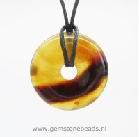 Barnsteen donut 40 met hanger van 925 zilver