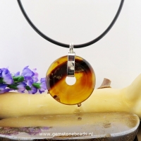 Barnsteen donut 40 met hanger van 925 zilver