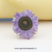 Ring 925 Zilver verstelbaar met Amethist stalagtiet
