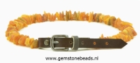 Barnsteen honden ketting met leren band