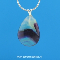 Regenboogfluoriet hanger met een 925 oogje