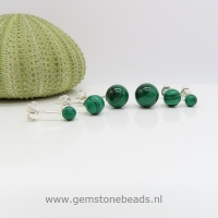 Malachiet oorknopjes 925 van 8 mm