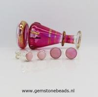 Roze Opaal oorknopjes in 925 setting van 8 mm