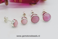 Roze Opaal oorknopjes in 925 setting van 8 mm