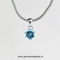 Aquamarijn facet geslepen hanger 5 mm (B)