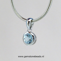 Aquamarijn ronde facet geslepen hanger 5 mm (E)