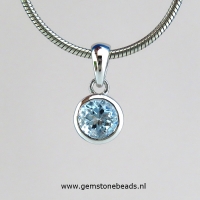 Aquamarijn ronde facet geslepen hanger 5 mm (E)