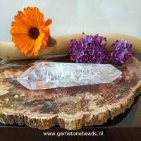 Bergkristal dubbeleinder van 12.5 x 3 cm
