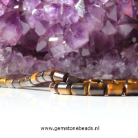 Cilinder kralen bruine Tijgeroog  9 x 6.5 mm