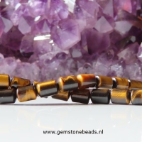Cilinder kralen bruine Tijgeroog  9 x 6.5 mm